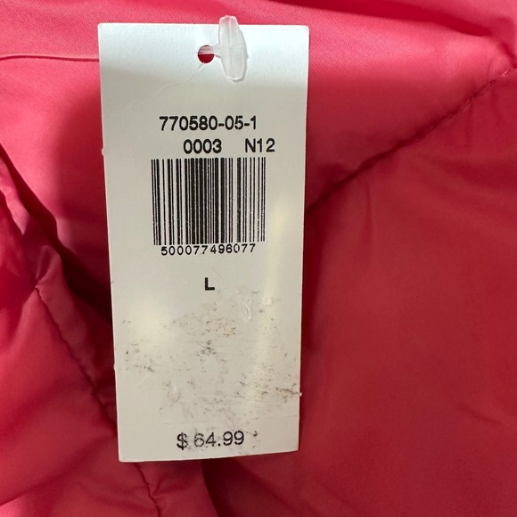 Old Navy Womens Size L Puffer Jacket Coral Pink Full Zip Water Resistant NWT - Picture 4 of 6
